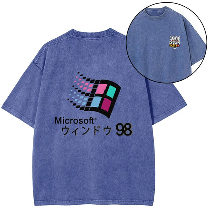 Tokyo-Tiger Microsoft Windows 98 Front Back Washed T-Shirt