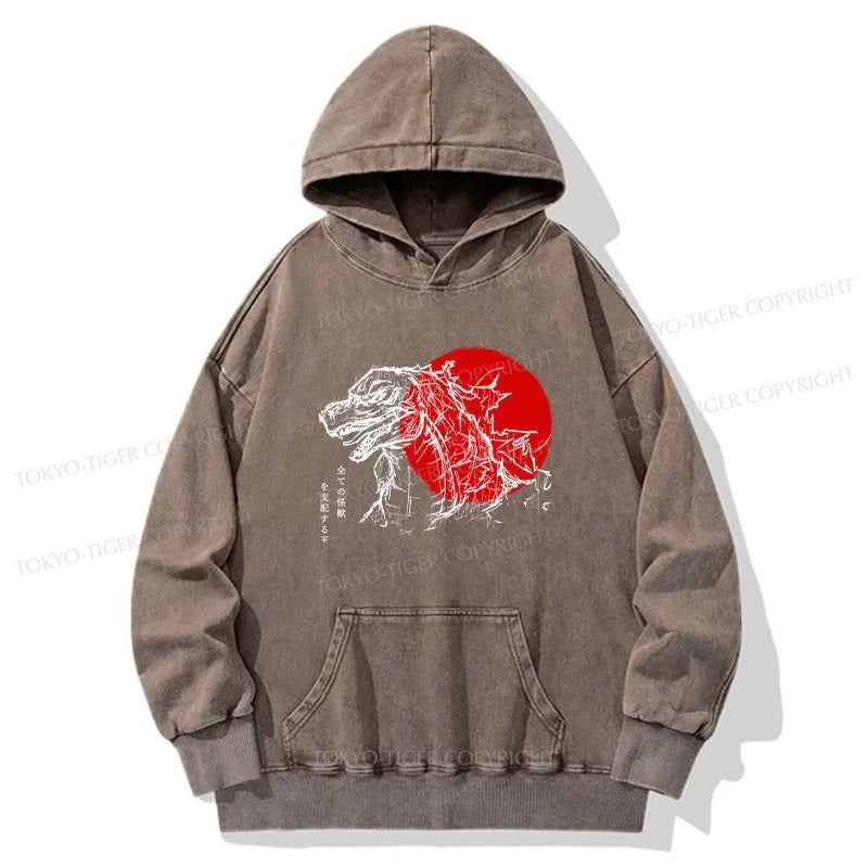 Tokyo-Tiger Monster Japanese Anime Washed Hoodie