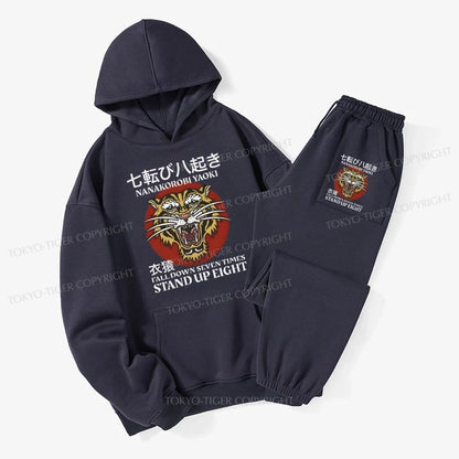 Tokyo-Tiger Retro Tiger Japanese Fleece Lined Hoodie Set