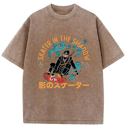 Tokyo-Tiger Skater in the shadow Washed T-Shirt