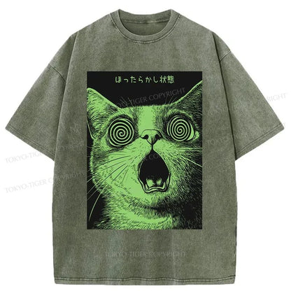 Tokyo-Tiger Confused Cat Japanese Washed T-Shirt