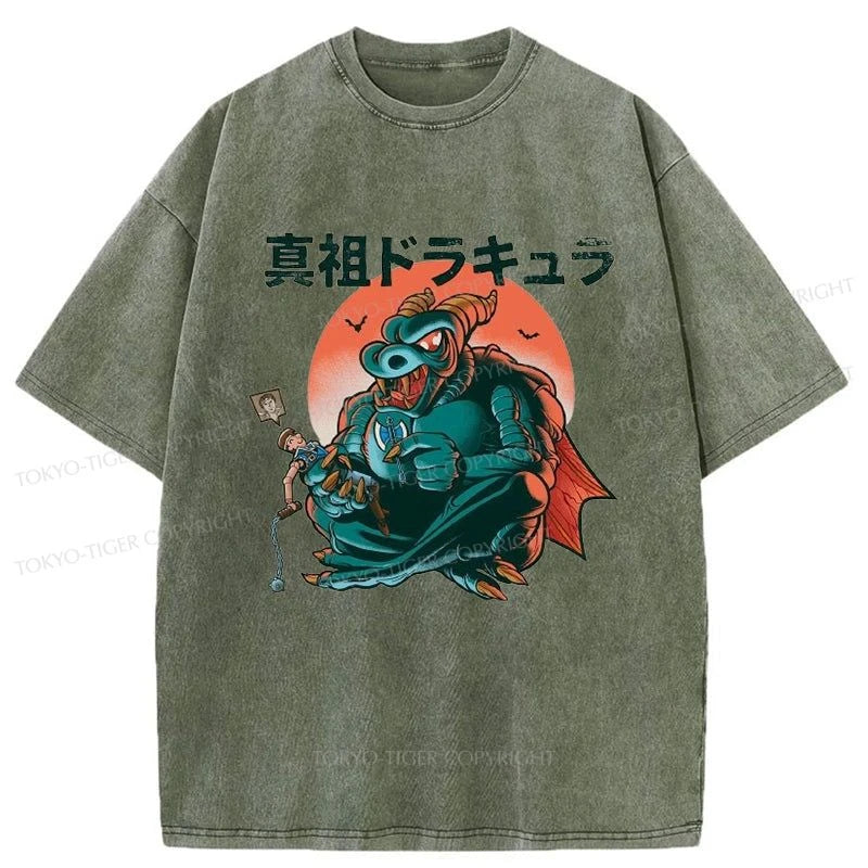 Tokyo-Tiger Dracula Monster Form Washed T-Shirt