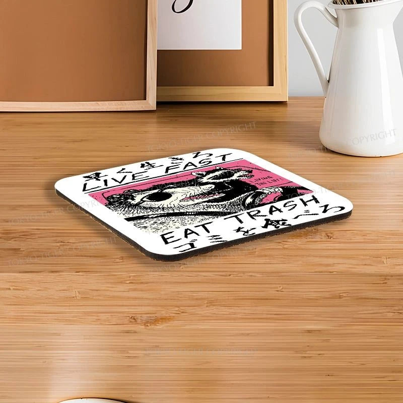 Tokyo-Tiger Live Fast Eat Trash Coaster