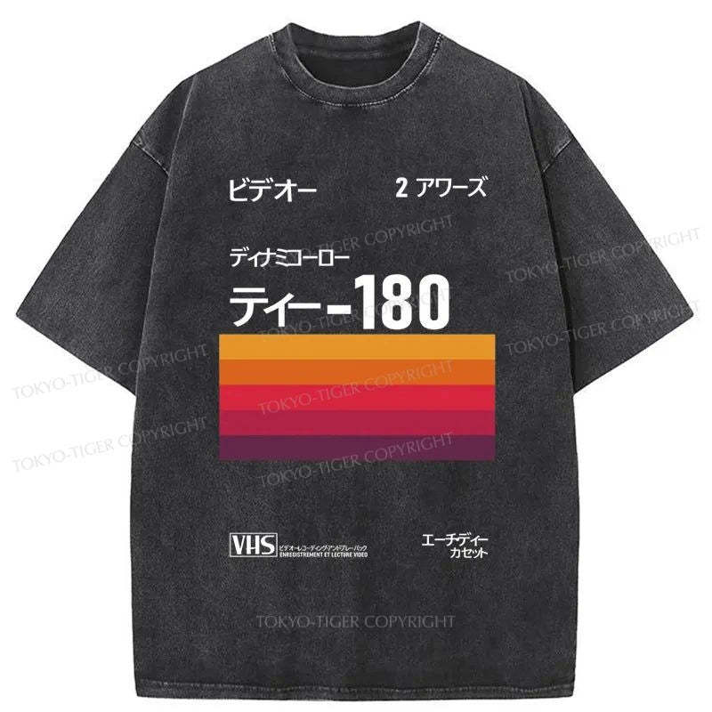 Tokyo-Tiger VHS Inspired Retro 80s Poster Washed T-Shirt