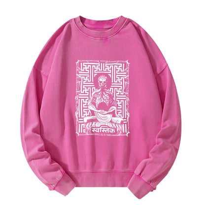 Tokyo-Tiger Sayagata Buddha Graphic Washed Sweatshirt