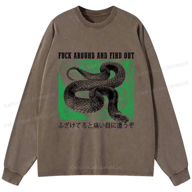 Tokyo-Tiger Cold And Heartless Snake Washed Long Sleeve T-Shirt