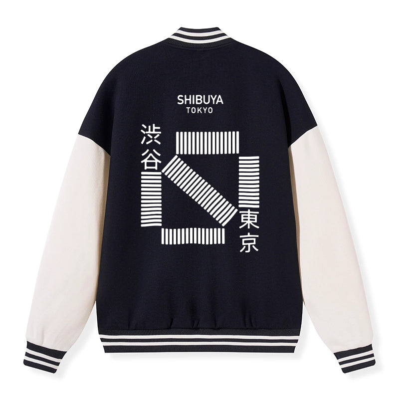 Tokyo-Tiger Japanese Shibuya Crossing Embroidery Varsity Jacket