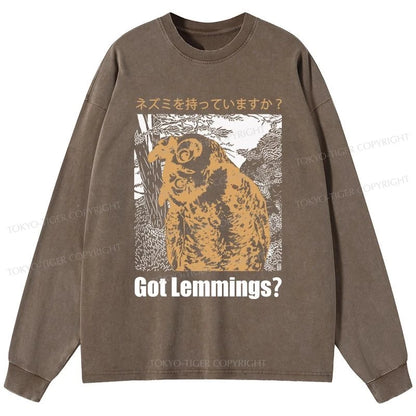 Tokyo-Tiger Do You Have Lemmings Japanese Washed Long Sleeve T-Shirt