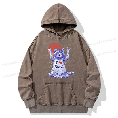 Tokyo-Tiger I love Trash Washed Hoodie