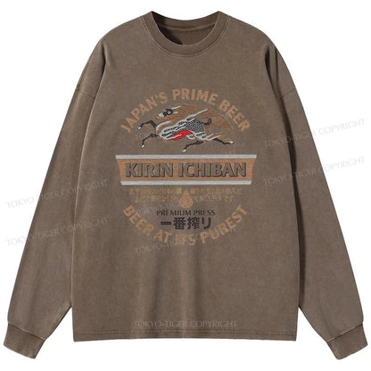 Tokyo-Tiger Kirin Ichiban Beer Japan Washed Long Sleeve T-Shirt