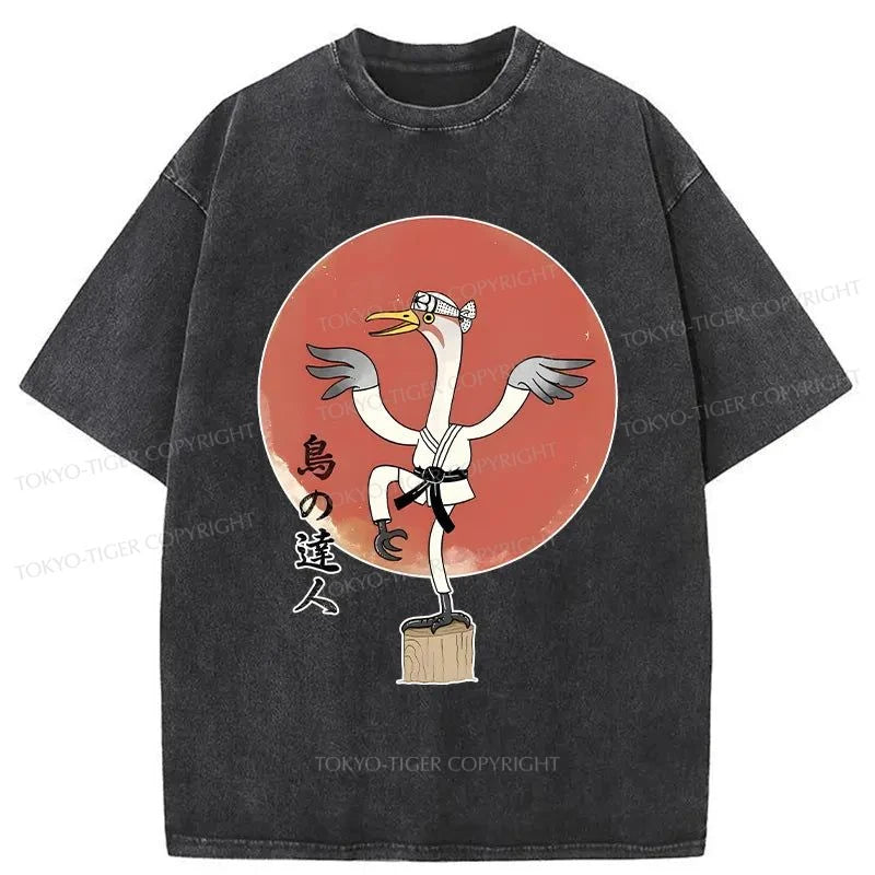 Tokyo-Tiger Karate Crane Japan Washed T-Shirt