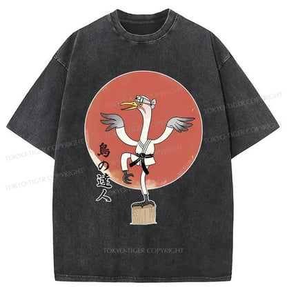 Tokyo-Tiger Karate Crane Japan Washed T-Shirt