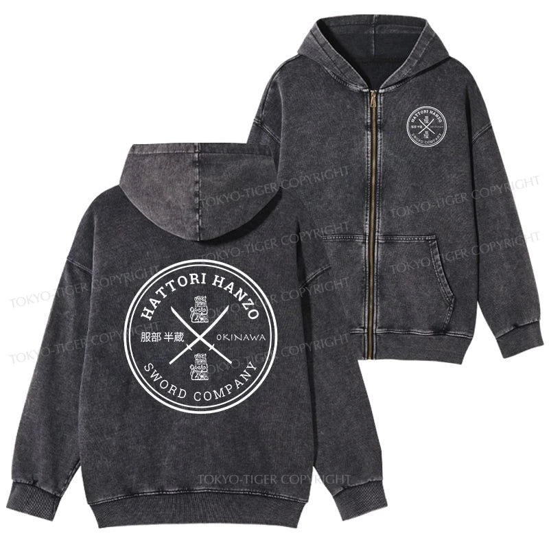 Tokyo-Tiger Hattori Hanzo Sword Company Washed Zip Hoodie