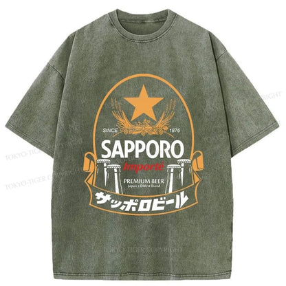 Tokyo-Tiger Sapporo Beer Japanese Memorabilia Washed T-Shirt