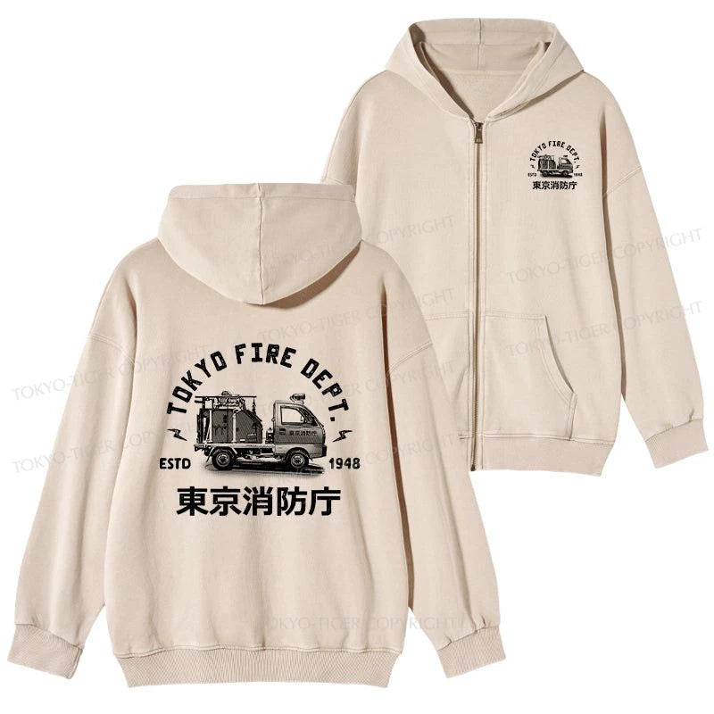 Tokyo-Tiger Tokyo Fire Dept Washed Zip Hoodie