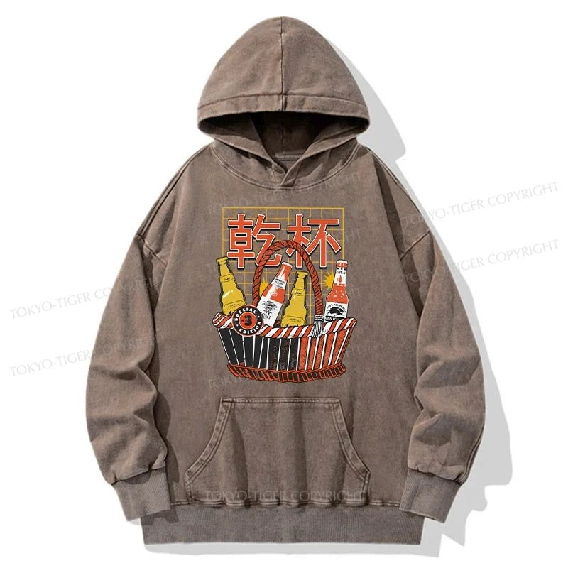 Tokyo-Tiger Have A Beer Together Washed Hoodie