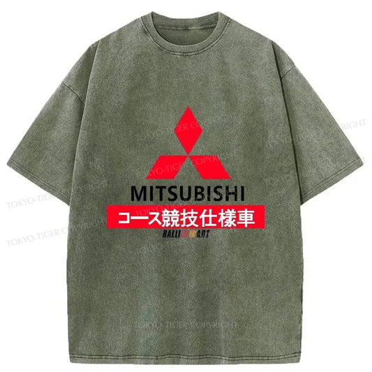 Tokyo-Tiger Mitsubishi Logo Japanese Washed T-Shirt