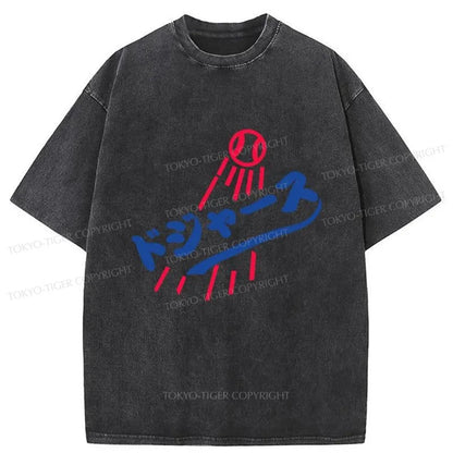 Tokyo-Tiger LA Dodgers Japanese Logo Washed T-Shirt