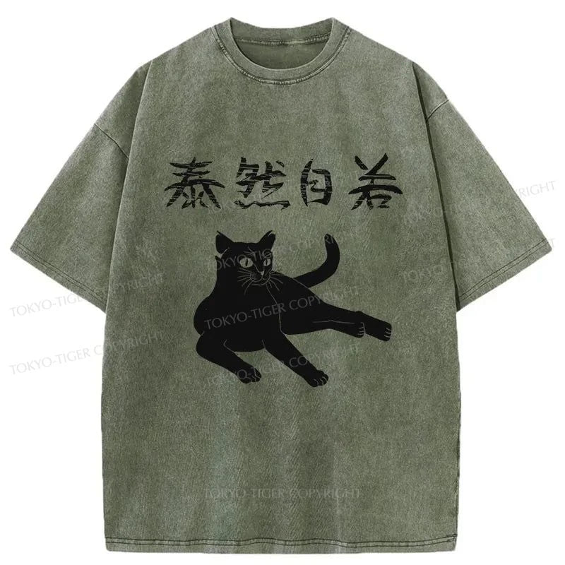 Tokyo-Tiger Cozy Cat Japanese Washed T-Shirt