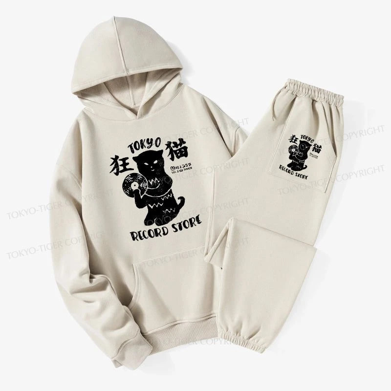 Tokyo-Tiger Tokyo Record Store Cat CD Fleece Lined Hoodie Set