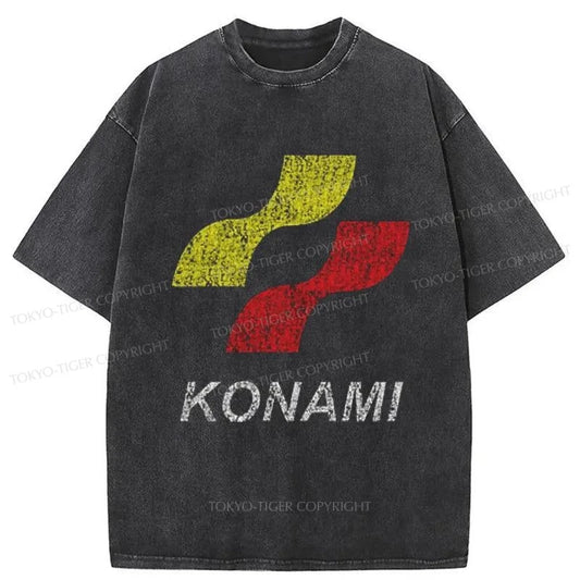 Tokyo-Tiger Konami Logo Japanese Washed T-Shirt