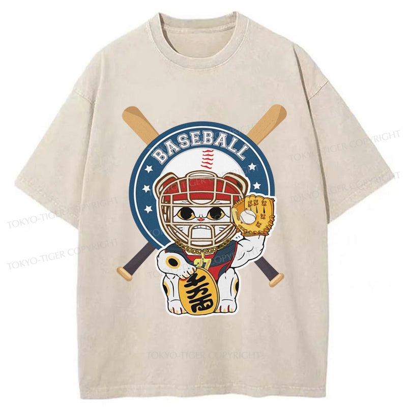 Tokyo-Tiger Janpaese Baseball Cat Washed T-Shirt