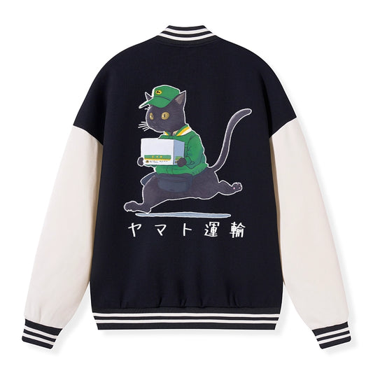 Tokyo-Tiger Black Cat Appreciation Day Embroidery Varsity Jacket