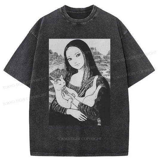 Tokyo-Tiger The Scary Mona Lisa Smile Washed T-Shirt