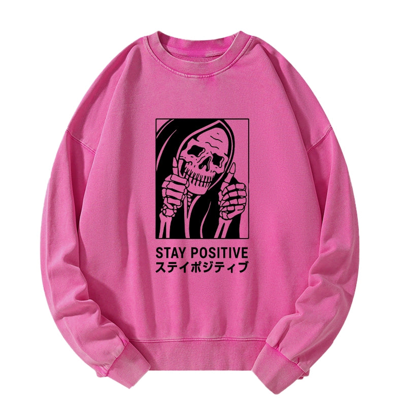 Tokyo-Tiger Stay Positive Skeleton Washed Sweatshirt