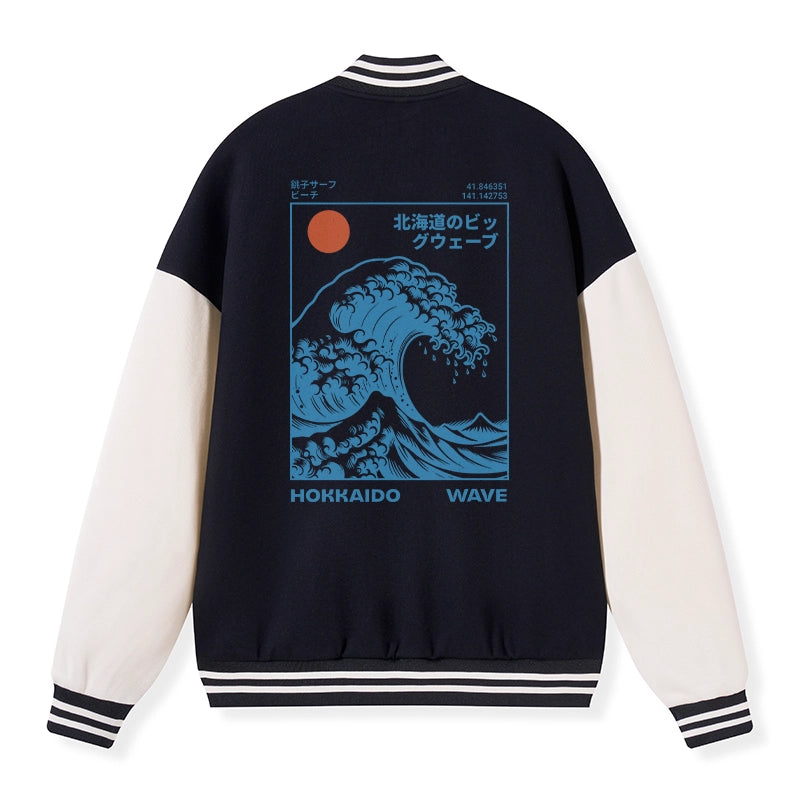 Tokyo-Tiger Hokkaido Wave Japan Embroidery Varsity Jacket