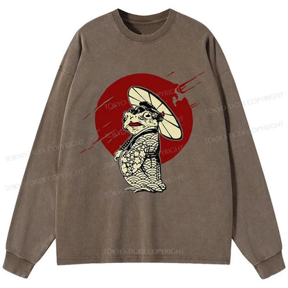 Tokyo-Tiger Frog Monster Washed Long Sleeve T-Shirt