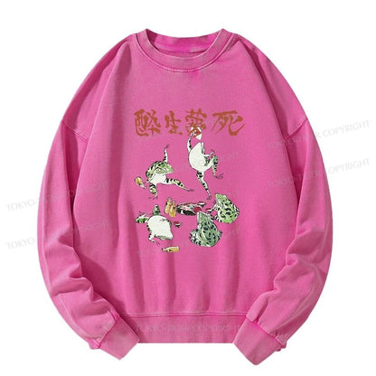 Tokyo-Tiger Japanese Frog Osake Kanji Washed Sweatshirt