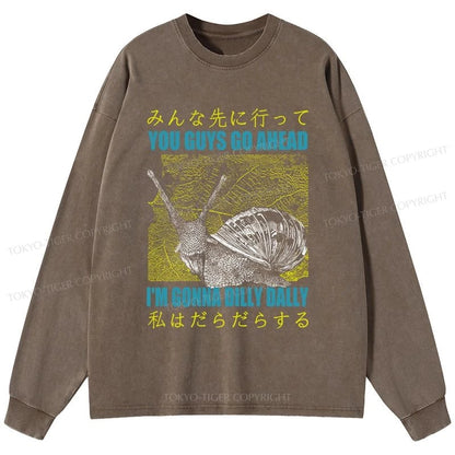 Tokyo-Tiger Slow Snail Japanese Washed Long Sleeve T-Shirt