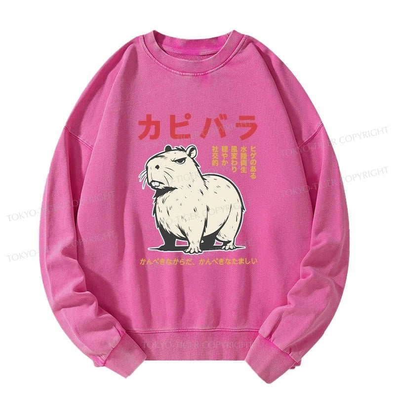 Tokyo-Tiger Angry Capybara Japan Washed Sweatshirt