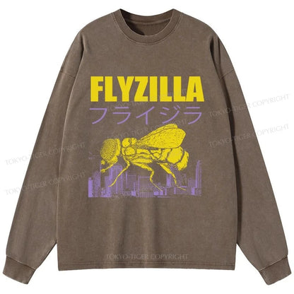 Tokyo-Tiger Giant Fly Japanese Washed Long Sleeve T-Shirt