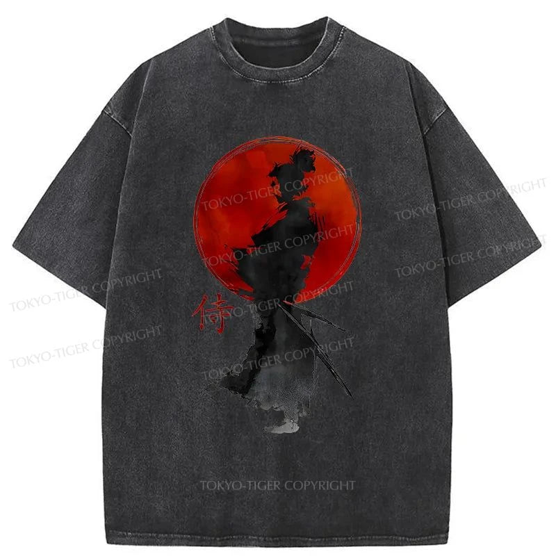 Tokyo-Tiger Cool Japanese Samurai Washed T-Shirt