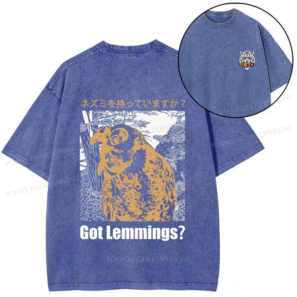 Tokyo-Tiger Do You Have Lemmings Japanese Front Back Washed T-Shirt