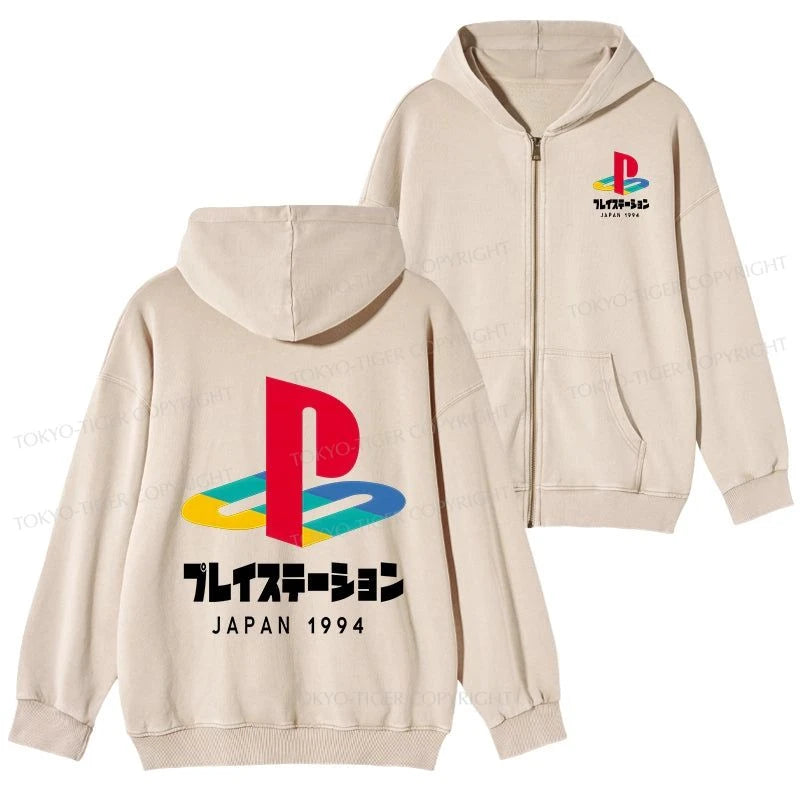 Tokyo-Tiger Playstation Japan 1994 Washed Zip Hoodie