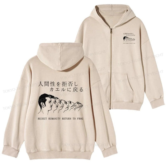 Tokyo-Tiger Return To Frog Washed Zip Hoodie