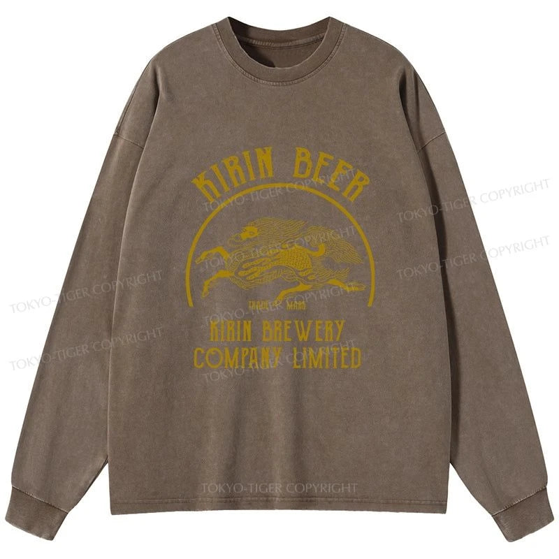 Tokyo-Tiger Kirin Beer Company Washed Long Sleeve T-Shirt