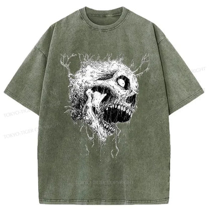 Tokyo-Tiger Terrifying Skull Japan Washed T-Shirt