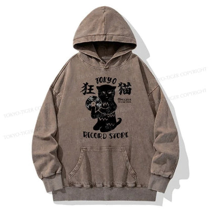 Tokyo-Tiger Tokyo Record Store Cat CD Washed Hoodie