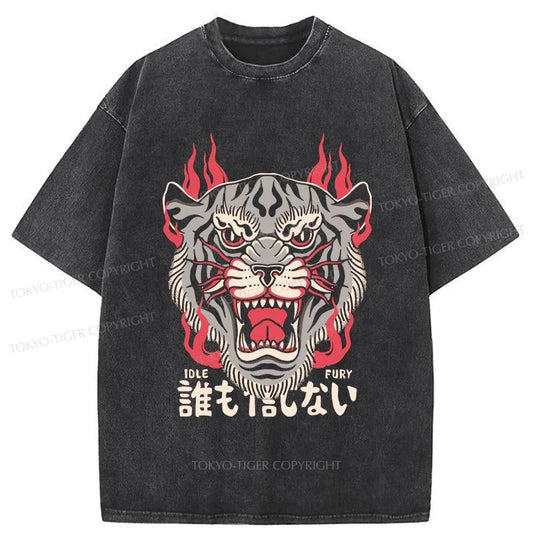 Tokyo-Tiger Japanese Tiger Fire Washed T-Shirt