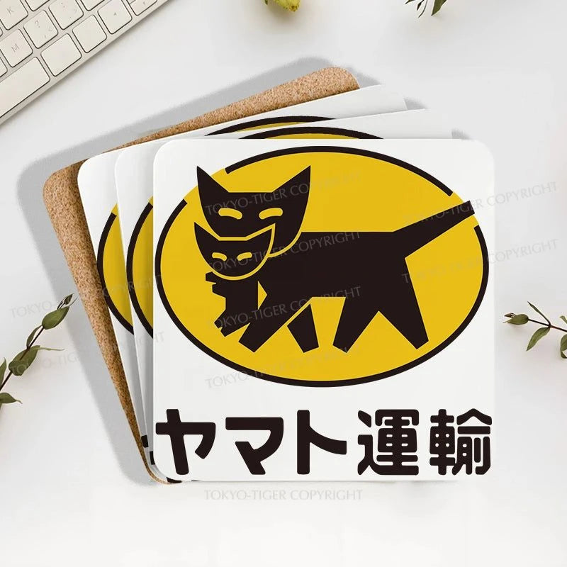 Tokyo-Tiger Black Cat Transport Pattern Japanese Coaster