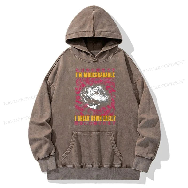 Tokyo-Tiger An Easily Breakable Opossum Washed Hoodie