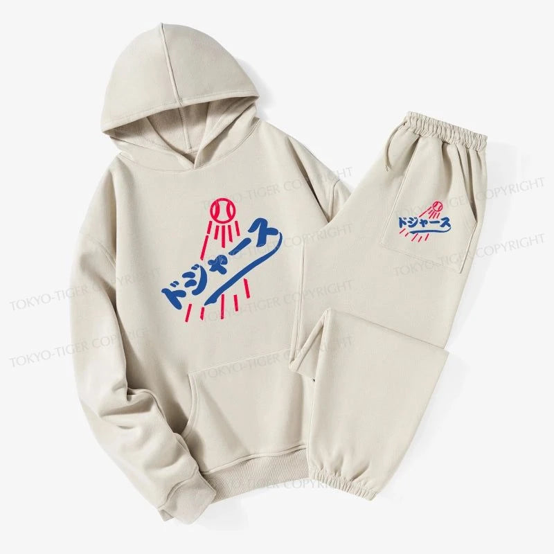 Tokyo-Tiger LA Dodgers Japanese Logo Fleece Lined Hoodie Set