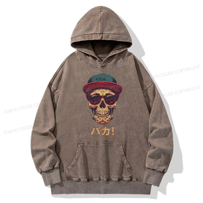 Tokyo-Tiger Fashion Skull Japanese Washed Hoodie