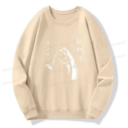 Tokyo-Tiger Japanese Fish Hold Up White Sweatshirt