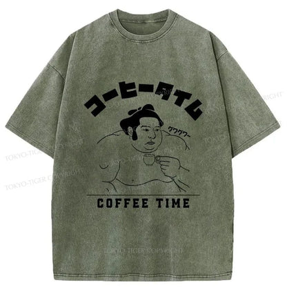 Tokyo-Tiger Coffee Time Japanese Washed T-Shirt