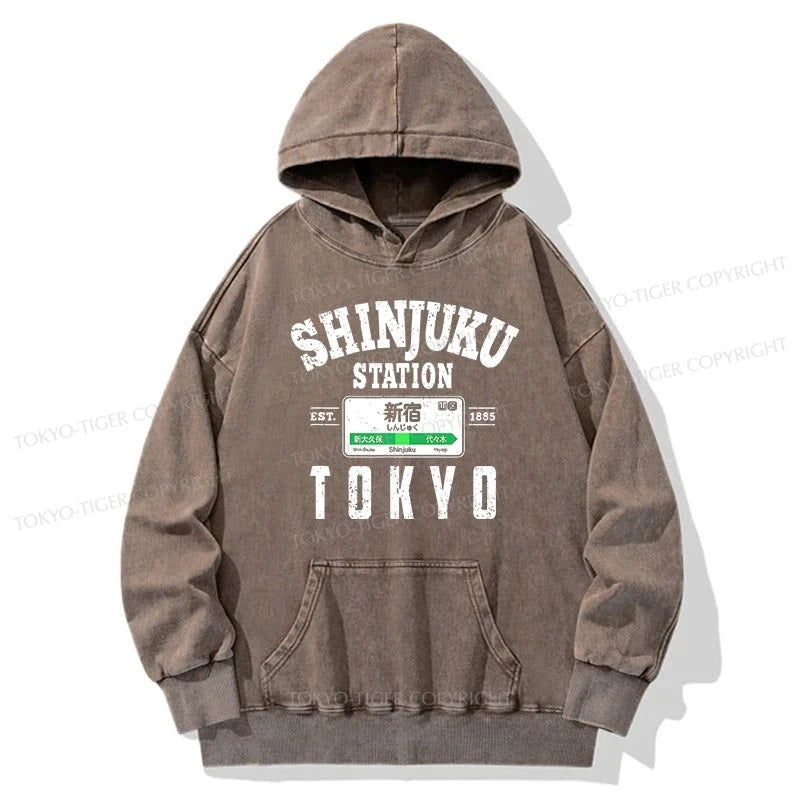 Tokyo-Tiger Shinjuku Station Yamanote Line Washed Hoodie